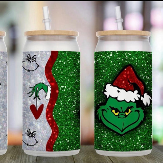 Grinch Can Glass