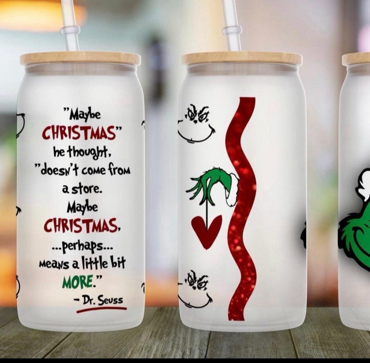 Grinch Can Glass