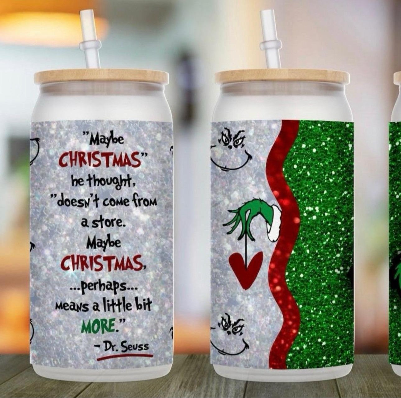 Grinch Can Glass