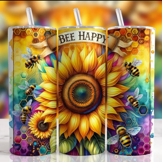 Neon Bee Happy Tumbler