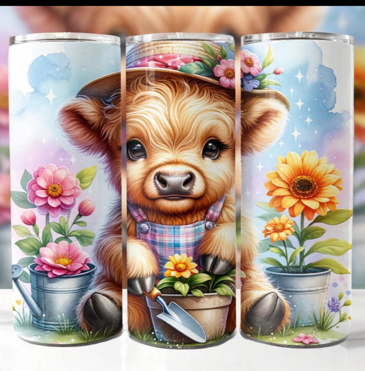 Gardening Highland Cow Tumbler