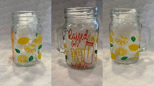 Raised on Sweet Tea Mason Jar Glass