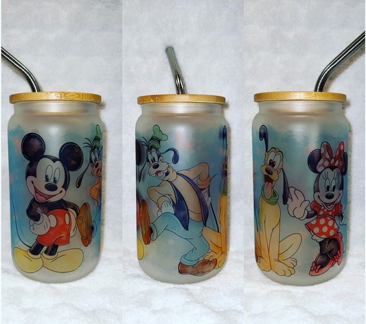 Mickey & Friends Frosted Can Glass